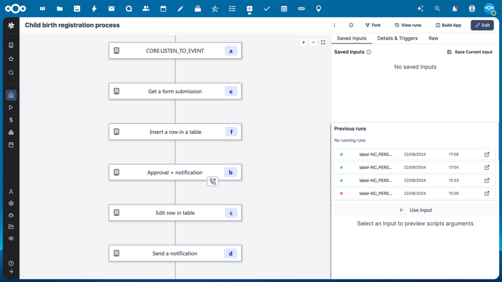 Nextcloud Hub 9 Nextcloud Flow - Child birth registration process example